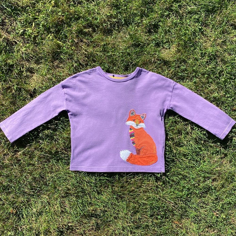 Mini Boden Girls Forest Appliqué T-shirt - Fox (Size 3-4Y)